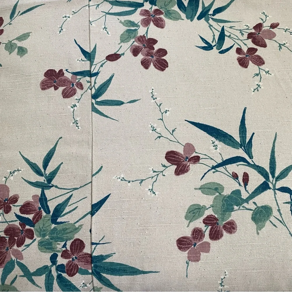 Vintage Floral Drapery Curtain Panel Screen Print 75”x80”